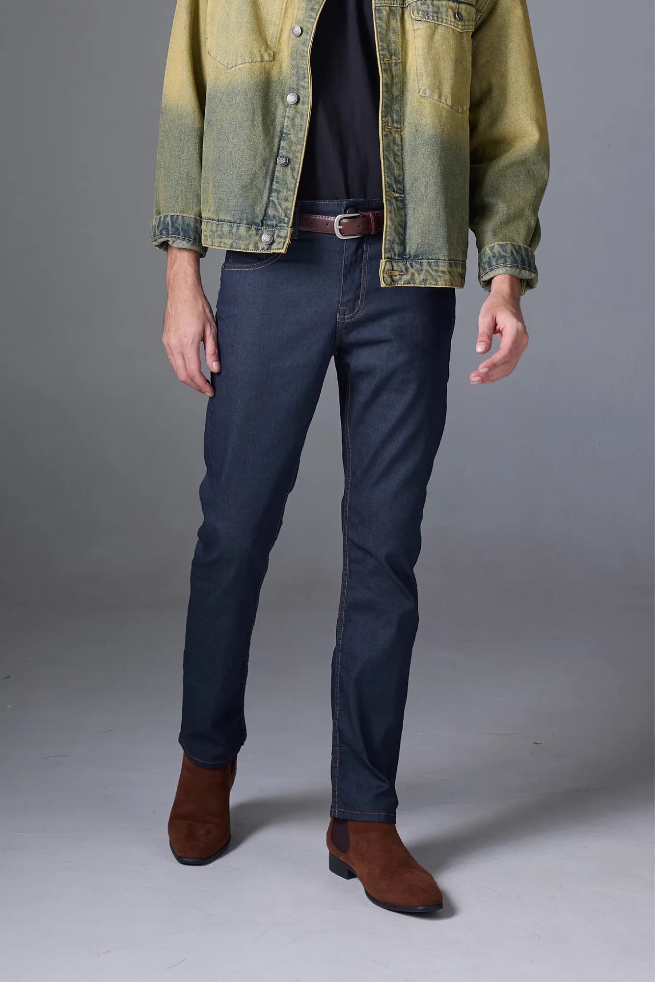 Jack Russel - Men Jeans - Handwerk J-800 Slim Fit Mid Blue / Coating Gloss
