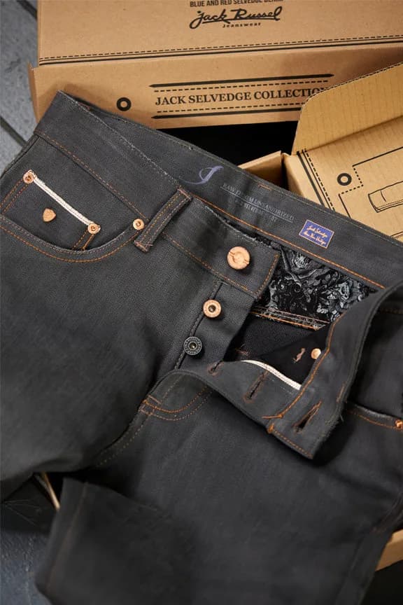 Jack Russel - Men Jeans - Meisterwerk J-RIM5 Slim Fit Metallic Grey & Red Selvedge Unsanforized