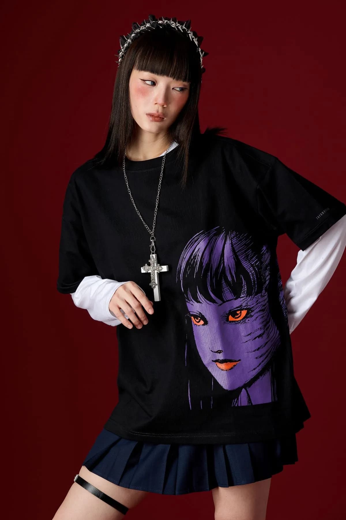 Jack Russel X Junji Ito - Unisex T-Shirts - Handwerk  TJ-JUNJI7 Oversized Drop Shoulder Black